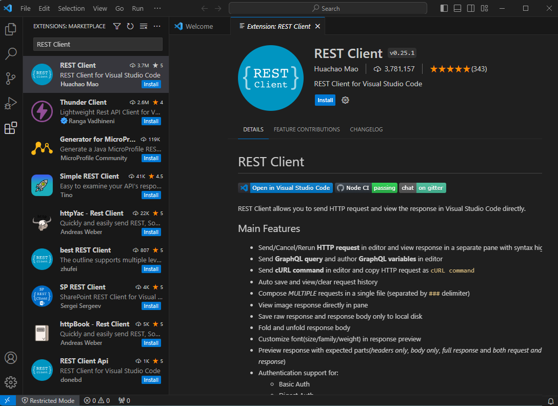 VS Code REST Client