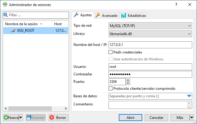 HeidiSQL sesión 2