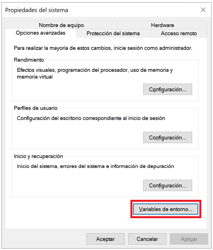Propiedades sistema