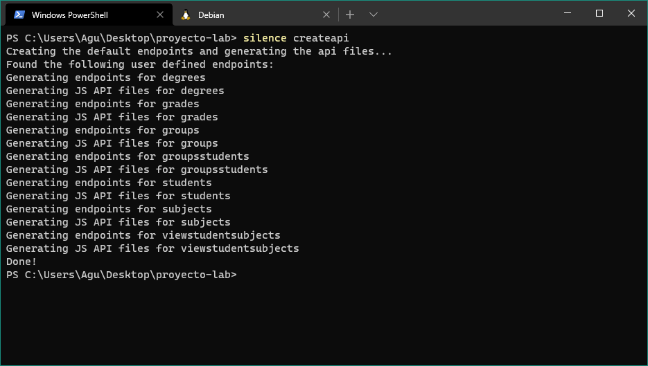 Silence createapi